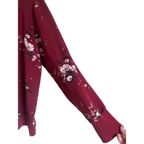 TORRID 2X Red Floral Crewneck Ponte  Sweatshirt Long Sleeve Cropped - Picture 6 of 12